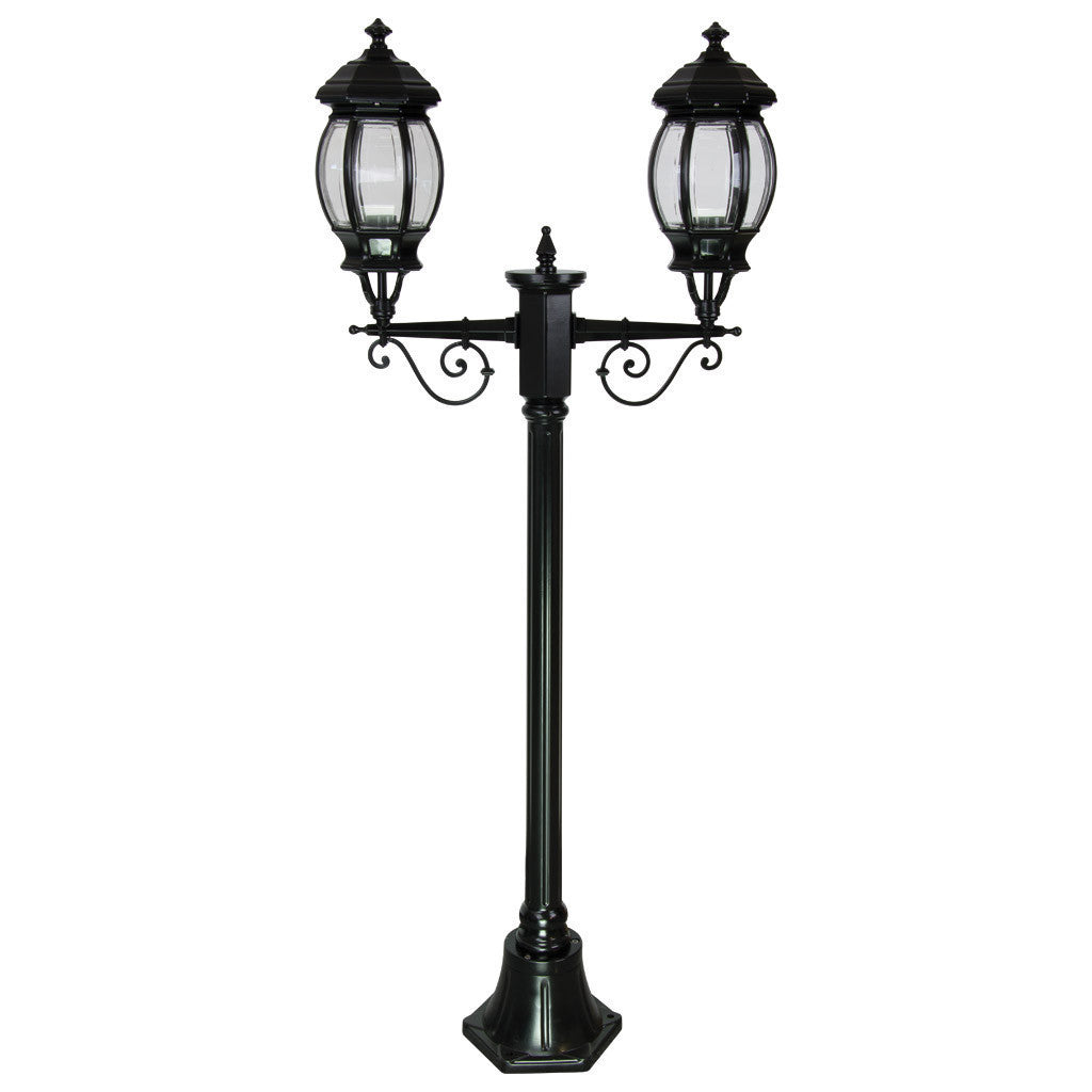 GT-675 Vienna Twin Head Short Post Light - Powder Coated Finish / B22 - Black