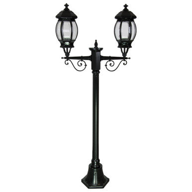 GT-675 Vienna Twin Head Short Post Light - Powder Coated Finish / B22 - Black