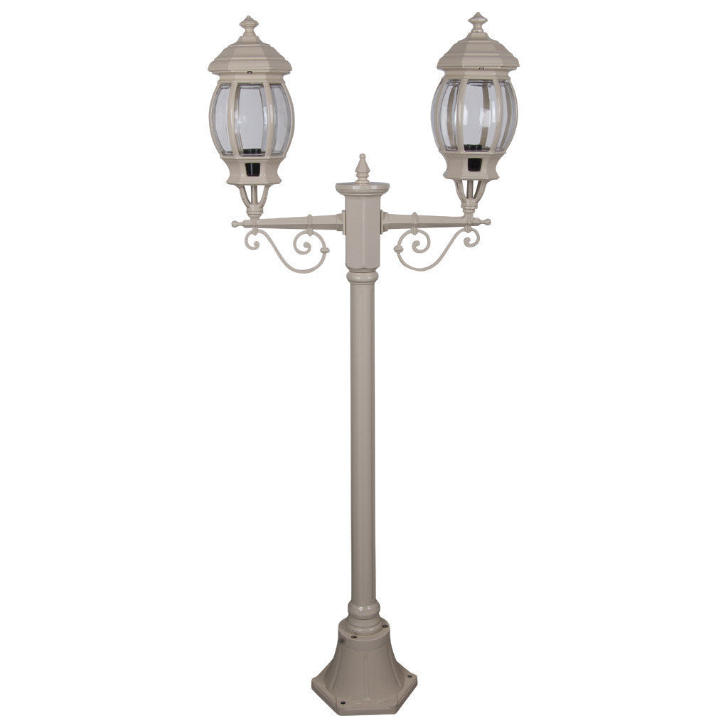 GT-675 Vienna Twin Head Short Post Light - Powder Coated Finish / B22 - Beige