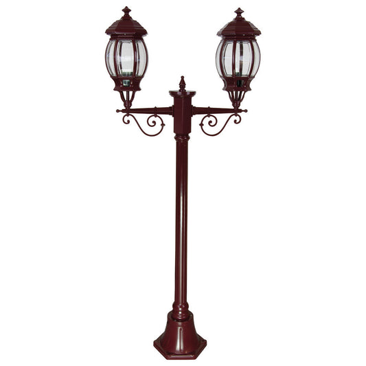 GT-675 Vienna Twin Head Short Post Light - Powder Coated Finish / B22 - Burgundy