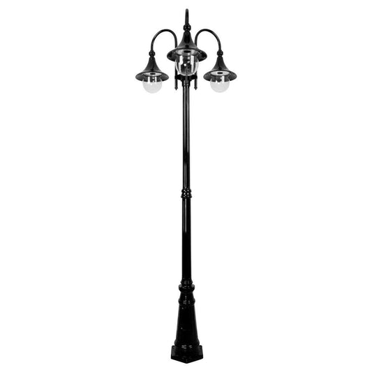 GT-664 Monaco Triple Head Tall Post - Powder Coated Finish / E27 - Black
