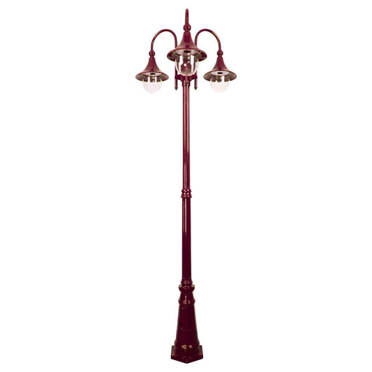 GT-664 Monaco Triple Head Tall Post - Powder Coated Finish / E27 - Burgundy