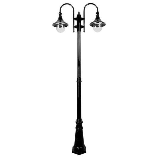 GT-662 Monaco Twin Head Tall Post - Powder Coated Finish / E27 - Black