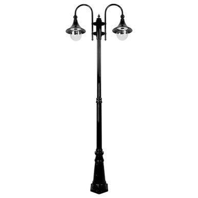 GT-662 Monaco Twin Head Tall Post - Powder Coated Finish / E27 - Black