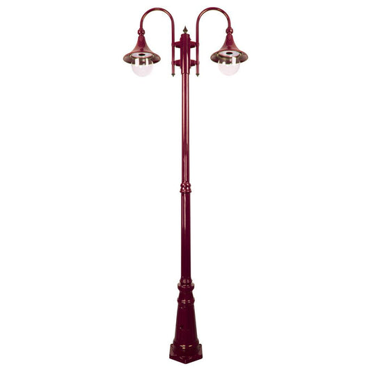 GT-662 Monaco Twin Head Tall Post - Powder Coated Finish / E27 - Burgundy