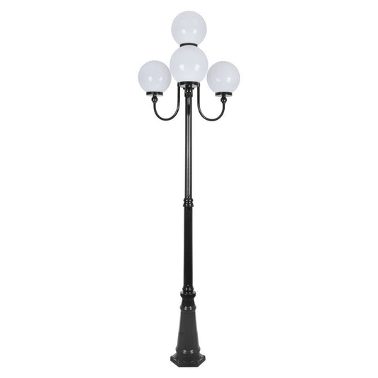 GT-626 Lisbon Four 25cm Spheres Curved Arms Tall Post Light - Powder Coated Finish / E27 - Black