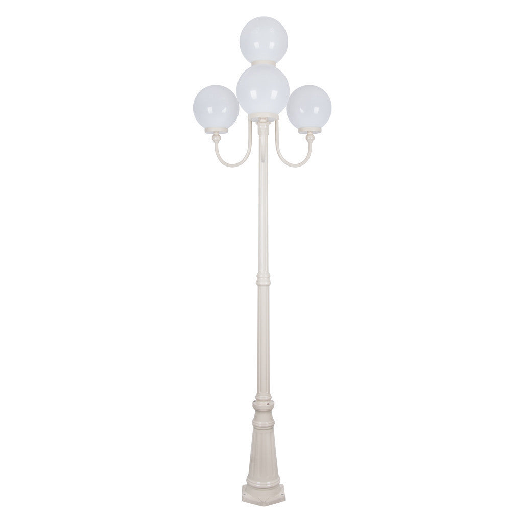 GT-626 Lisbon Four 25cm Spheres Curved Arms Tall Post Light - Powder Coated Finish / E27 - Beige
