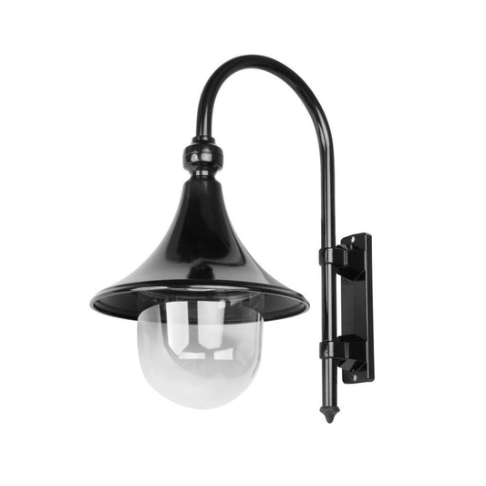 GT-653 Monaco Curved Arm Downward Post Bracket - Powder Coated Finish / E27 - Black