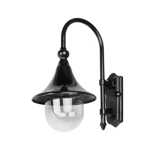 GT-652 Monaco Curved Arm Downward Wall Light - Powder Coated Finish / E27 - Black