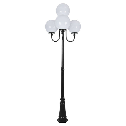 GT-627 Lisbon Four 30cm Spheres Curved Arms Tall Post Light - Powder Coated Finish / E27 - Black