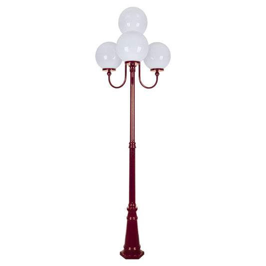 GT-627 Lisbon Four 30cm Spheres Curved Arms Tall Post Light - Powder Coated Finish / E27 - Burgundy