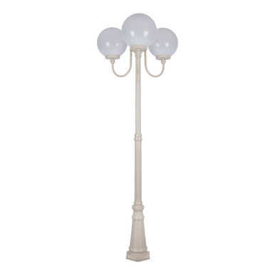 GT-625 Lisbon Triple 30cm Spheres Curved Arms Tall Post Light - Powder Coated Finish / E27 - Beige