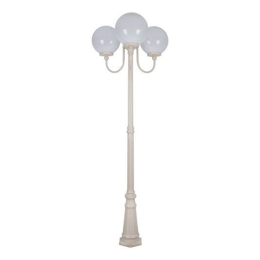 GT-625 Lisbon Triple 30cm Spheres Curved Arms Tall Post Light - Powder Coated Finish / E27 - Beige