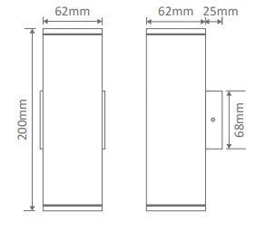 ALPHA 2LT UP/DN GU10 240V WHT