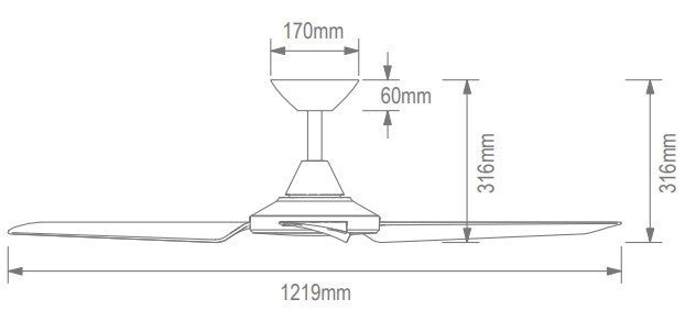 AXIS 3 BLADE 48" DC CEILING FAN WITH LED LIGHT WHITE