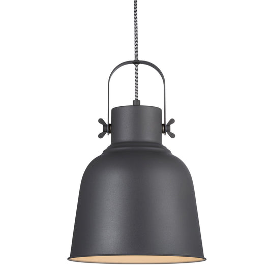 Adrian 25 black pendant side view with warm white light source