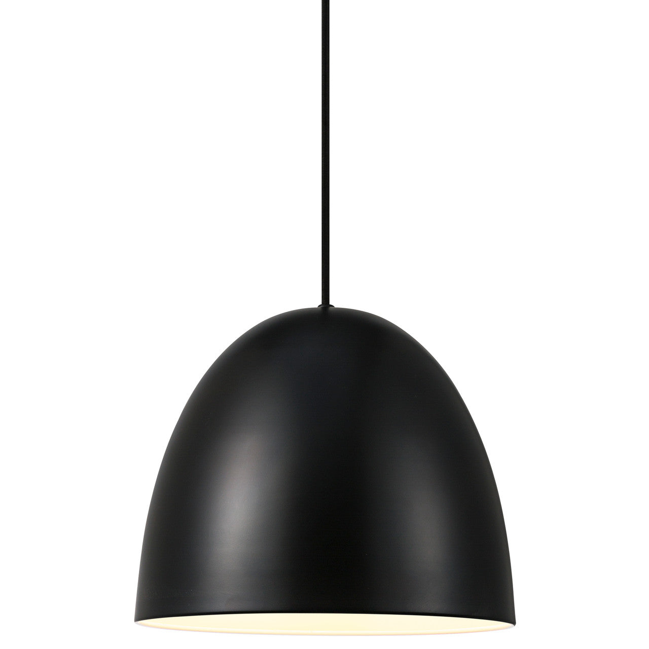 Alexander Black pendant side view with warm white light source on.