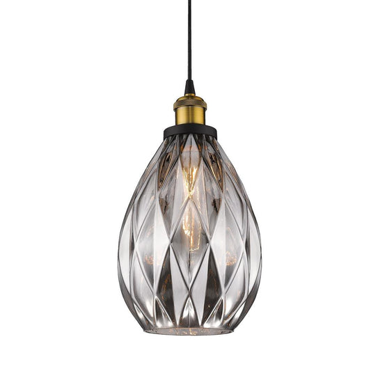 EVELYN GLASS 1XE27 PENDANT - Grey