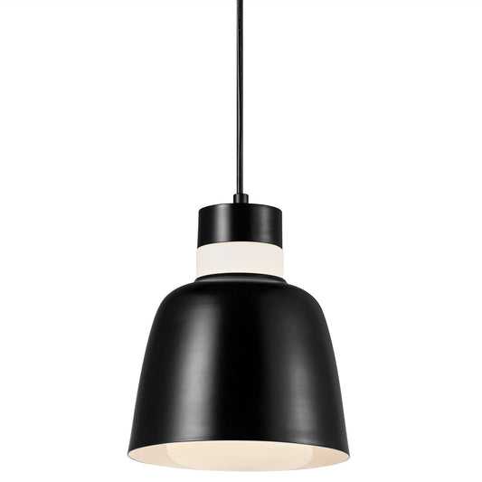 Emma 18 black pendant with light on.