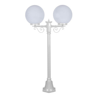 GT-568 Siena Twin 30cm Spheres Short Post - Powder Coated Finish / E27 - White