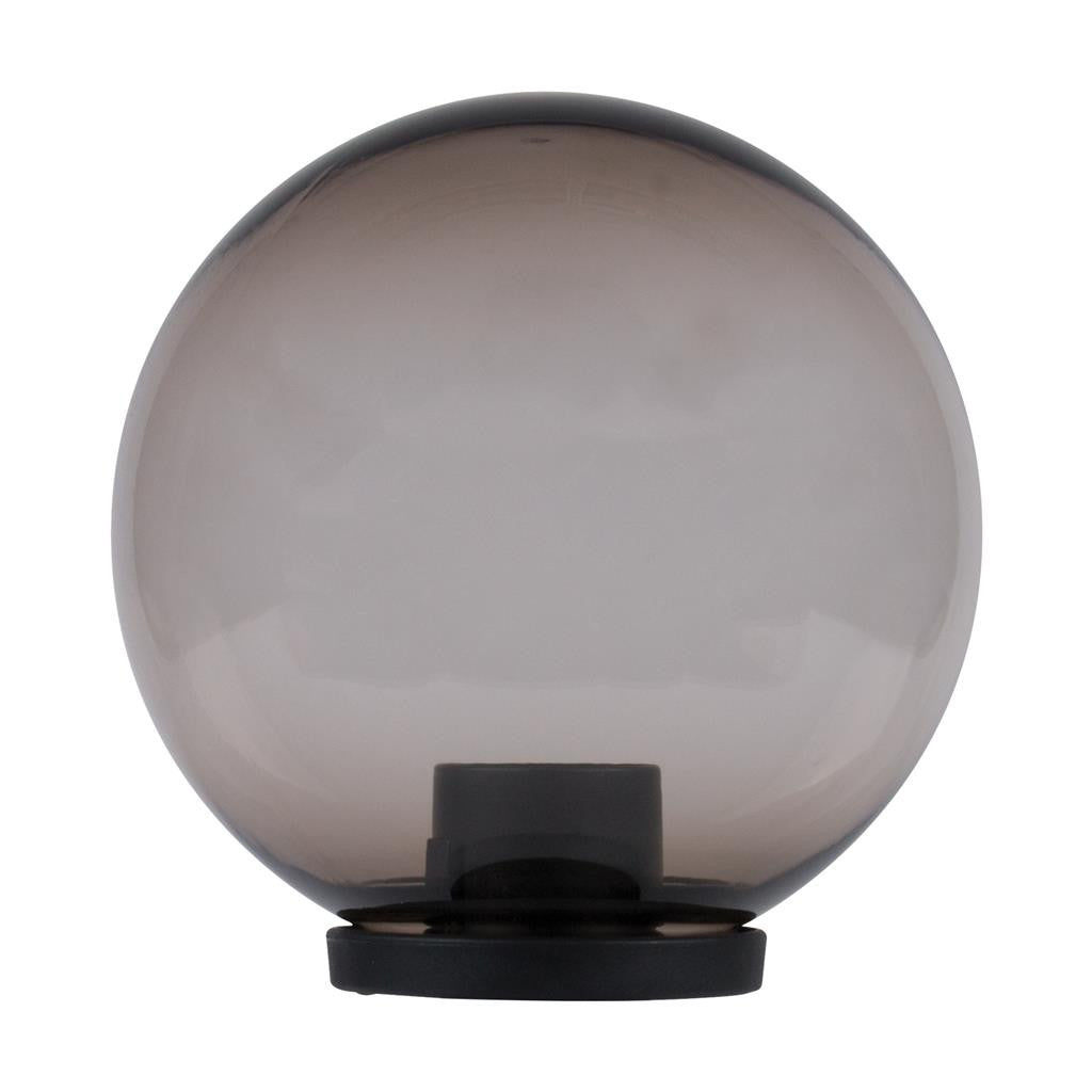 POLYSPHERE 400mm Sphere 240V Polycarbonate Garden Light Black Base E27 - Smoke