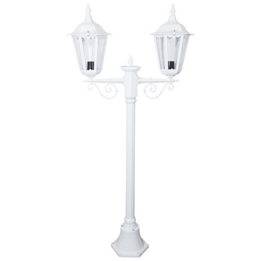 GT-135 Chester Twin Head Short Post Light - Powder Coated Finish / B22 - White