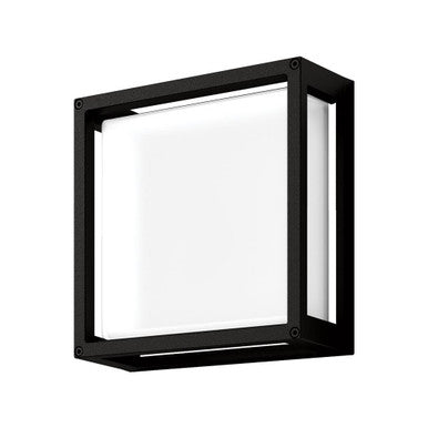 YORK-12 12W Led Square  Wall Light IP65 240v 5000K - Black
