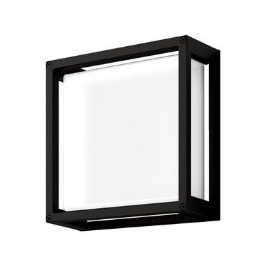 YORK-12 12W Led Square  Wall Light IP65 240v 3000K - Black