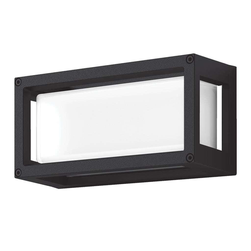 YORK-7 7W Led Rectangle Wall Light IP65 240v 5000K - Black