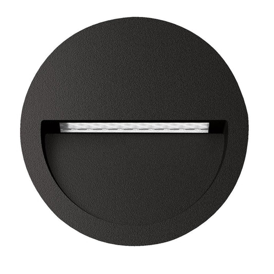 ZAC-4-4W  Round Recessed LED Wall Light IP65 240V 3000K - Black