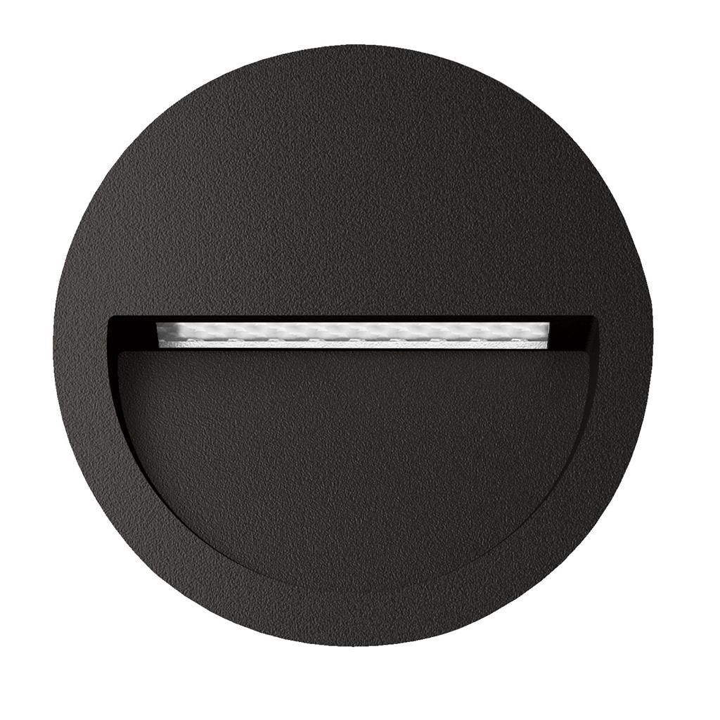 ZAC-4-4W  Round Recessed LED Wall Light IP65 240V 5000K - Black