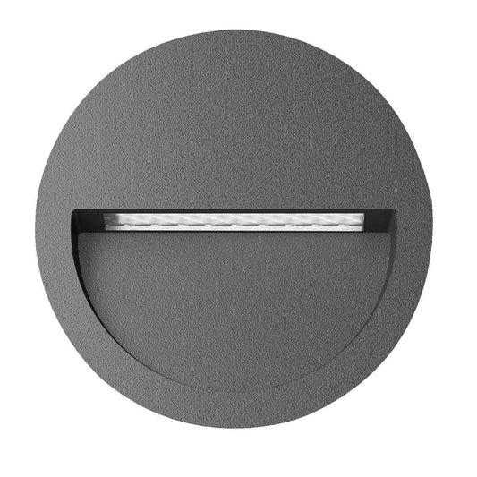ZAC-4-4W Round Recessed LED Wall Light IP65 240V 5000K - Dark Grey
