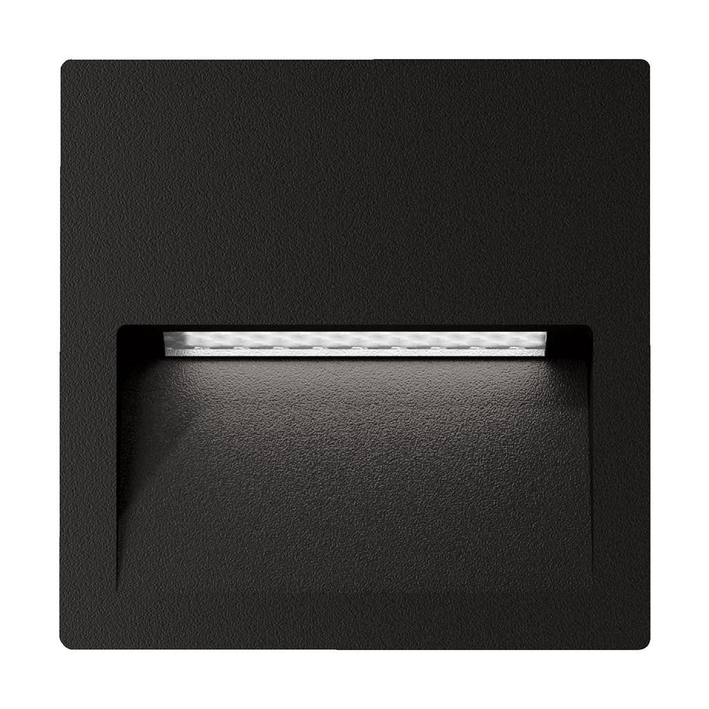 ZAC-4-4W Square Recessed LED Wall Light IP65 240V 3000K - Black