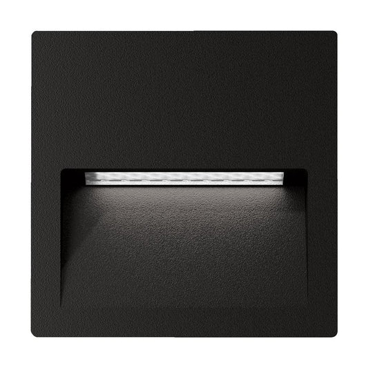ZAC-4-4W Square Recessed LED Wall Light IP65 240V 3000K - Black