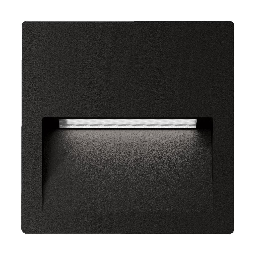 ZAC-4-4W Square Recessed LED Wall Light IP65 240V 5000K - Black