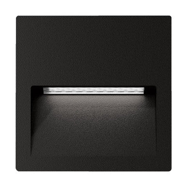 ZAC-4-4W Square Recessed LED Wall Light IP65 240V 5000K - Black