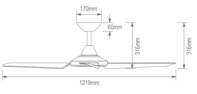 AXIS 3 BLADE 48" DC CEILING FAN WITH LED LIGHT