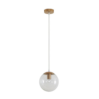 BUBBLE-200 CLEAR BALL 1XE27 PENDANT - Satin Brass