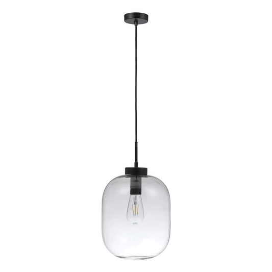 FLAUNT GLASS PENDANT 240V E27 CLEAR - Black