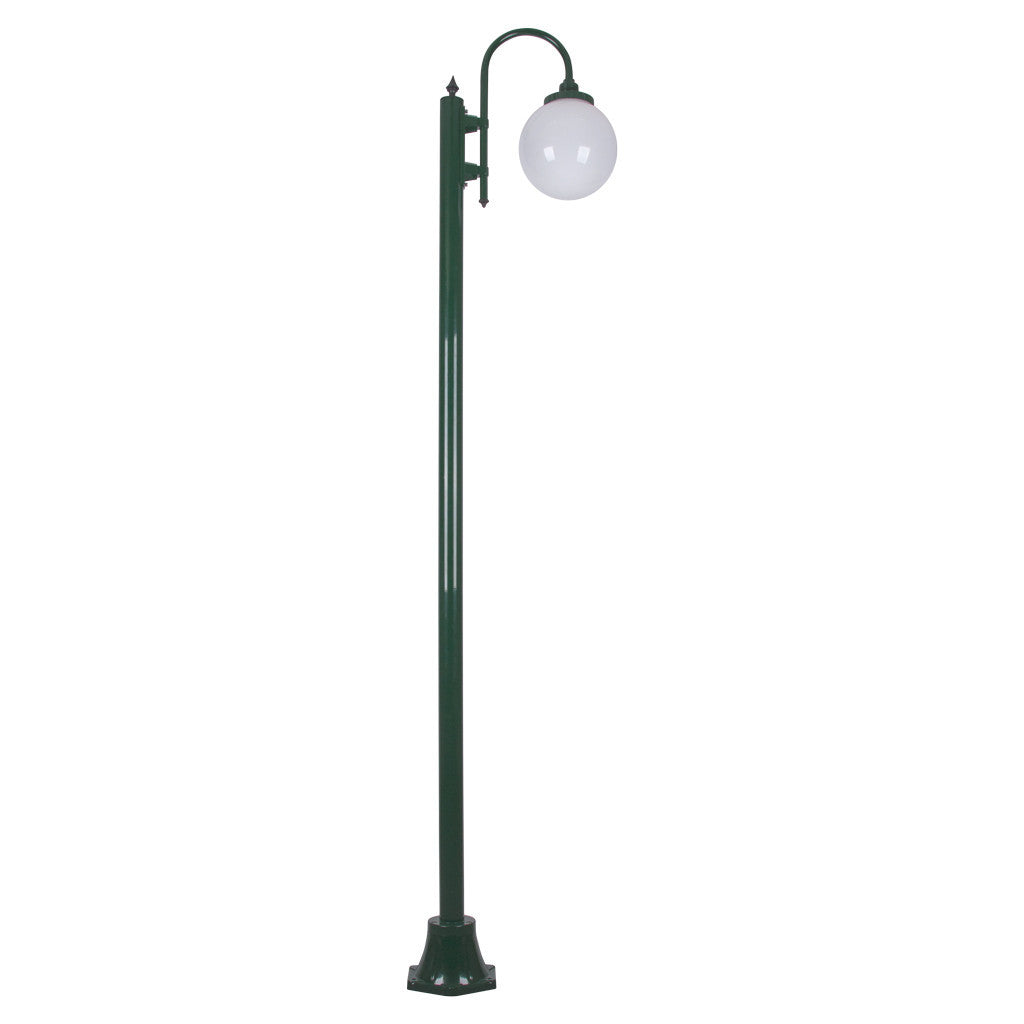 GT-1001 Lisbon Single Sphere Curved Arm Plain Post - Powder Coated Finish / E27 - Green