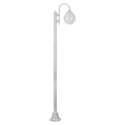 GT-1001 Lisbon Single Sphere Curved Arm Plain Post - Powder Coated Finish / E27 - White