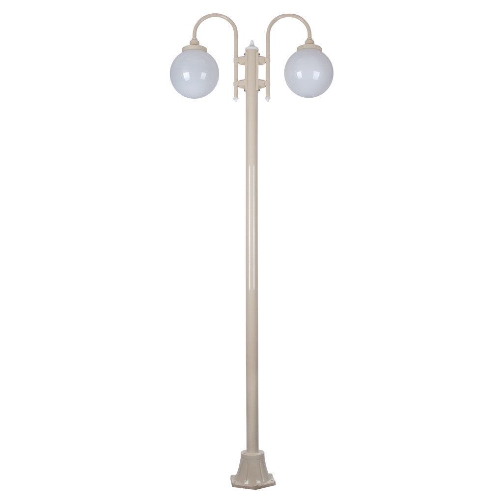 GT-1002 Lisbon Twin Spheres Curved Arms Plain Post - Powder Coated Finish / E27 - Beige