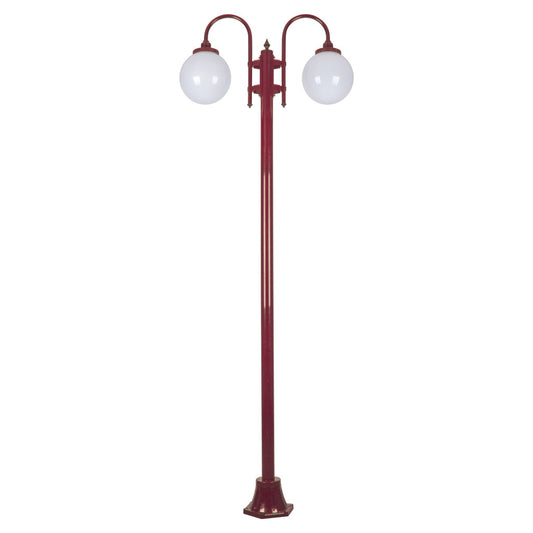 GT-1002 Lisbon Twin Spheres Curved Arms Plain Post - Powder Coated Finish / E27 - Burgundy