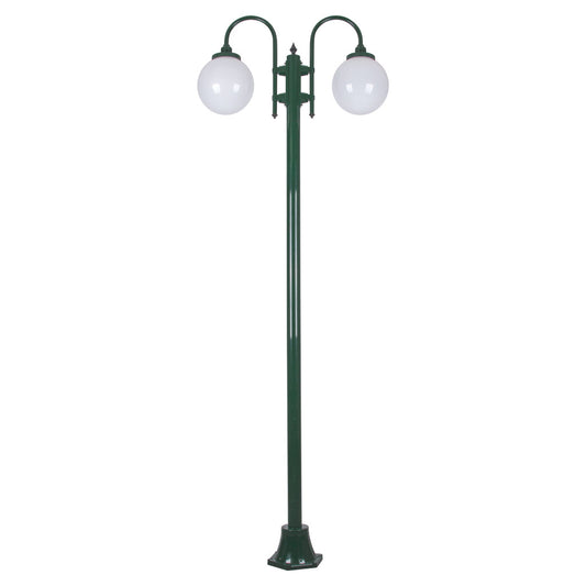 GT-1002 Lisbon Twin Spheres Curved Arms Plain Post - Powder Coated Finish / E27 - Green