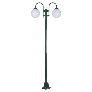 GT-1002 Lisbon Twin Spheres Curved Arms Plain Post - Powder Coated Finish / E27 - Green