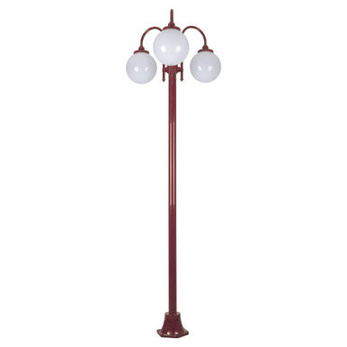 GT-1003 Lisbon Triple Sphere Curved Arms Plain Post - Powder Coated Finish / E27 - Burgundy