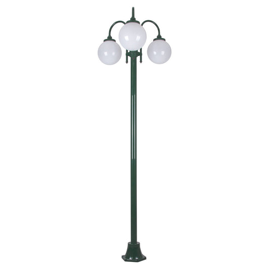 GT-1003 Lisbon Triple Sphere Curved Arms Plain Post - Powder Coated Finish / E27 - Green