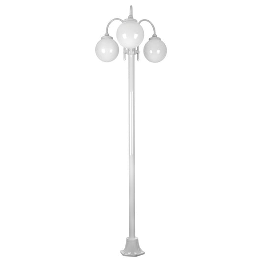 GT-1003 Lisbon Triple Sphere Curved Arms Plain Post - Powder Coated Finish / E27 - White