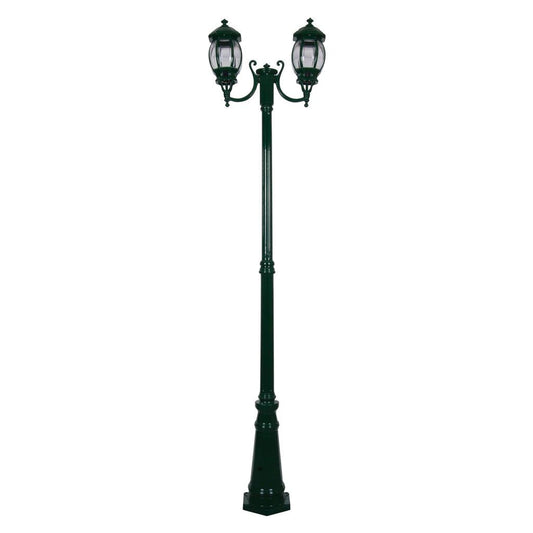 GT-1044 Vienna Twin Head Curved Arms Tall Post - Powder Coated Finish / B22 - Green