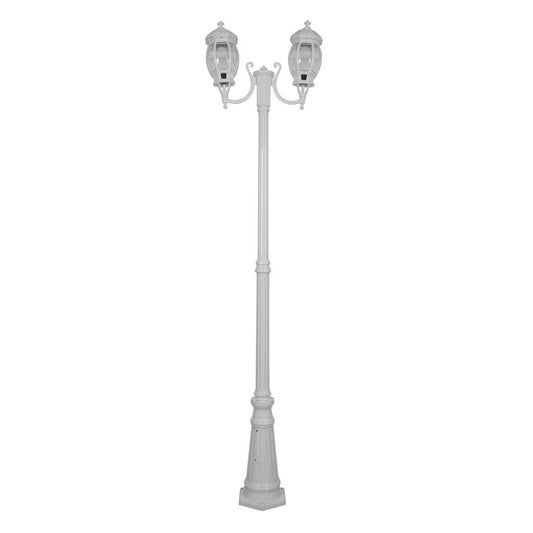 GT-1044 Vienna Twin Head Curved Arms Tall Post - Powder Coated Finish / B22 - White